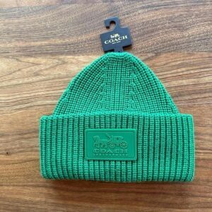 Coach Green Tonal Beanie Hat